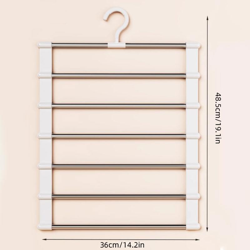 6 Layers Stainless Steel Pants Hanger Space-Saving Trousers Rack  Foldable Wardrobe Jeans Leggings Scarf Closet Organizer