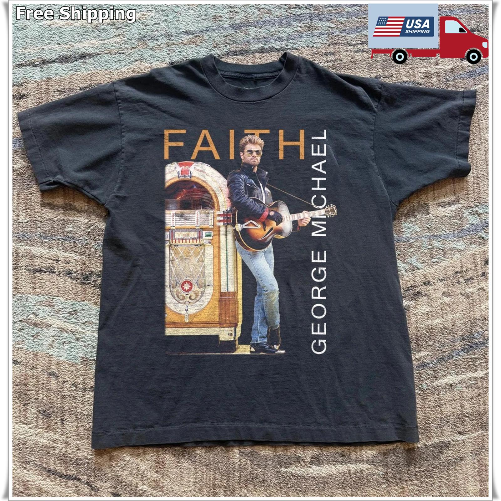NEW! George Michael faith 4 Unisex Black T-shirt Size S-5XL S