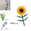 Rose Sunflower Tulip Building Blocks Toy Kids Gift Simulate Flowers Decor