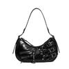 Vintage Shoulder Bag Metal-Studded Oil Wax Leather Bag Motorcycle Bag Cool For Trendy Events Fashion Street Daily Commute