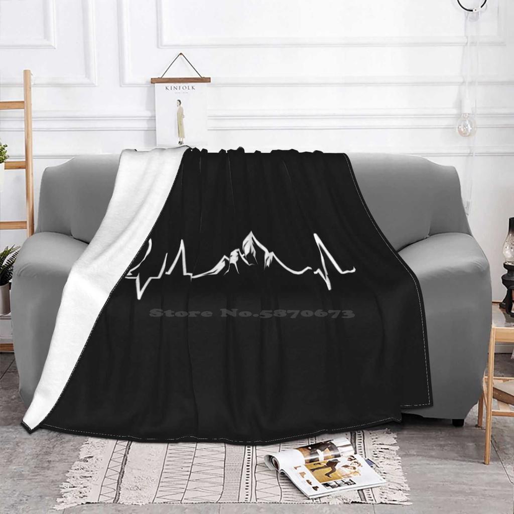 Heart Lines Motif With Mountains And Heart Gift Creative Design Light Thin Soft Flannel Blanket Mountains Walker Hike