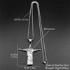 Christian Jesus Statue Rhinestones Pendant Necklace for Women Men Stainless Steel Gold Color Crucifix Chain Amulet Jewelry Gift