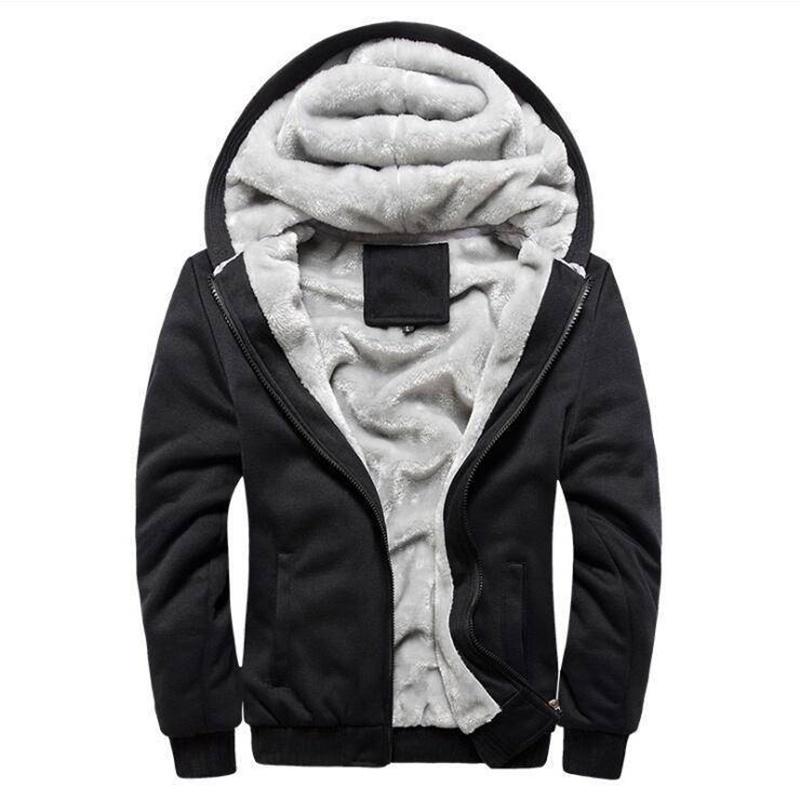 Casual Jacket Mens Coat Hoodie Fleece Thick Hooded Zipper Winter Outwear Warm
