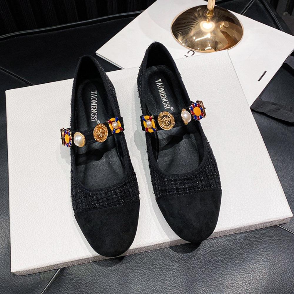 Fashion Single Shoe Women's 2025 New Floral Emblem Buckle Mary Jane Pumps Womens Spring/autumn Banquet Wedding Shoes High Heels Women
