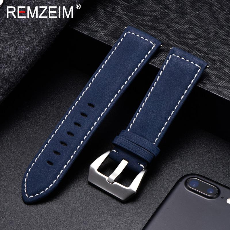 18mm 20mm 22mm 24mm Matte Leather Watchband Men Women Strap Luxury Brand Red Blue Green Watch Band Accessories
