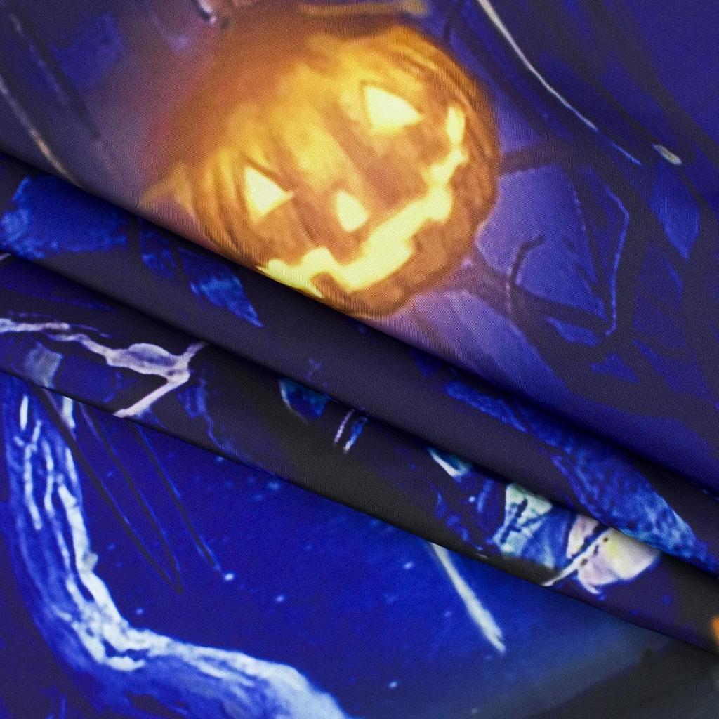 Halloween Tapestry Wall Hanging Haunted Castle with Pumpkin Lanterns Black Cat Owls in Horror Forest Creepy Night Tapest