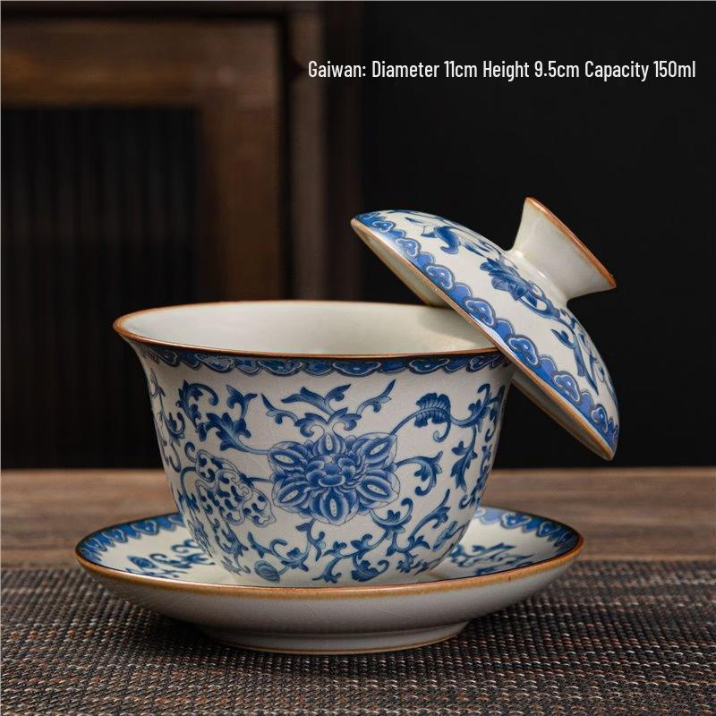 Ru Kiln Floral Gaiwan