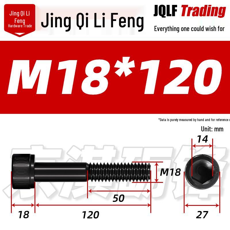 Hex Socket Head Cap Screw, Half Thread, M12-M18, High-Strength, Blackened Cylindrical Head, Knurled Bolt