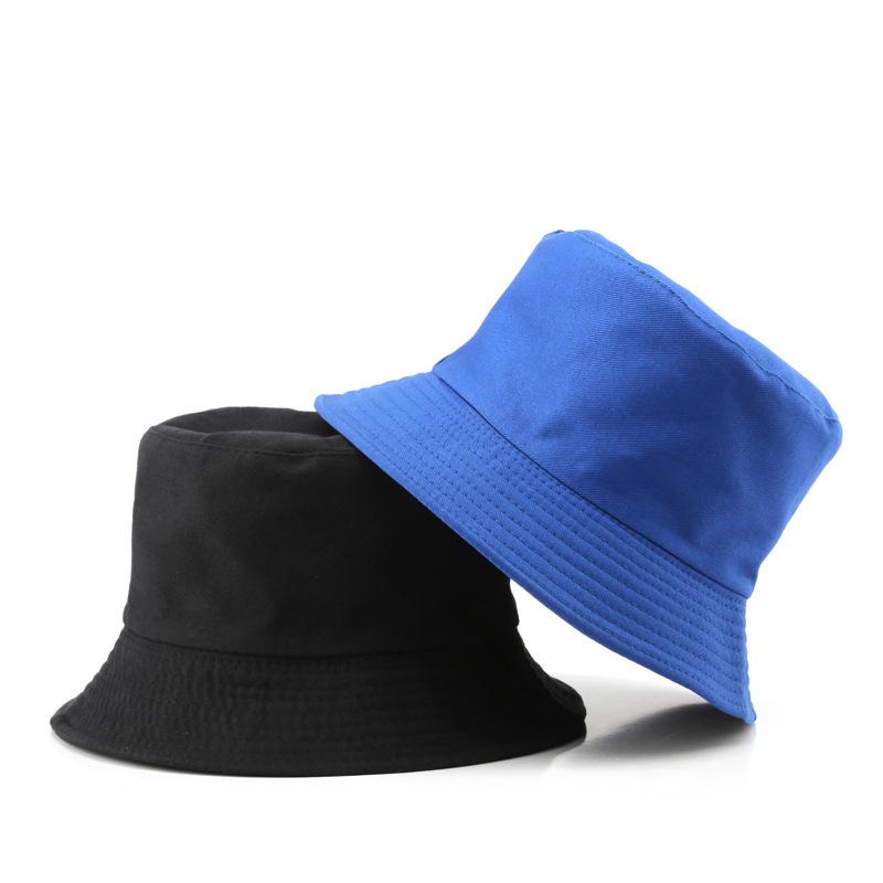 New Men Women Black Solid Bucket Hat Two Side Wear Unisex Simple Bob Caps Hip Hop Gorros Panama Cap Beach Fishing Boonie Sunhat