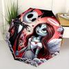 1 Automatischer Regenschirm mit 8 Speichen, Motiv Jack Skellington und Sally, Bunt, Tragbar, für Damen und Herren, Ein Kompakter Begleiter für den Weg zur Arbeit, Geeignet für Da