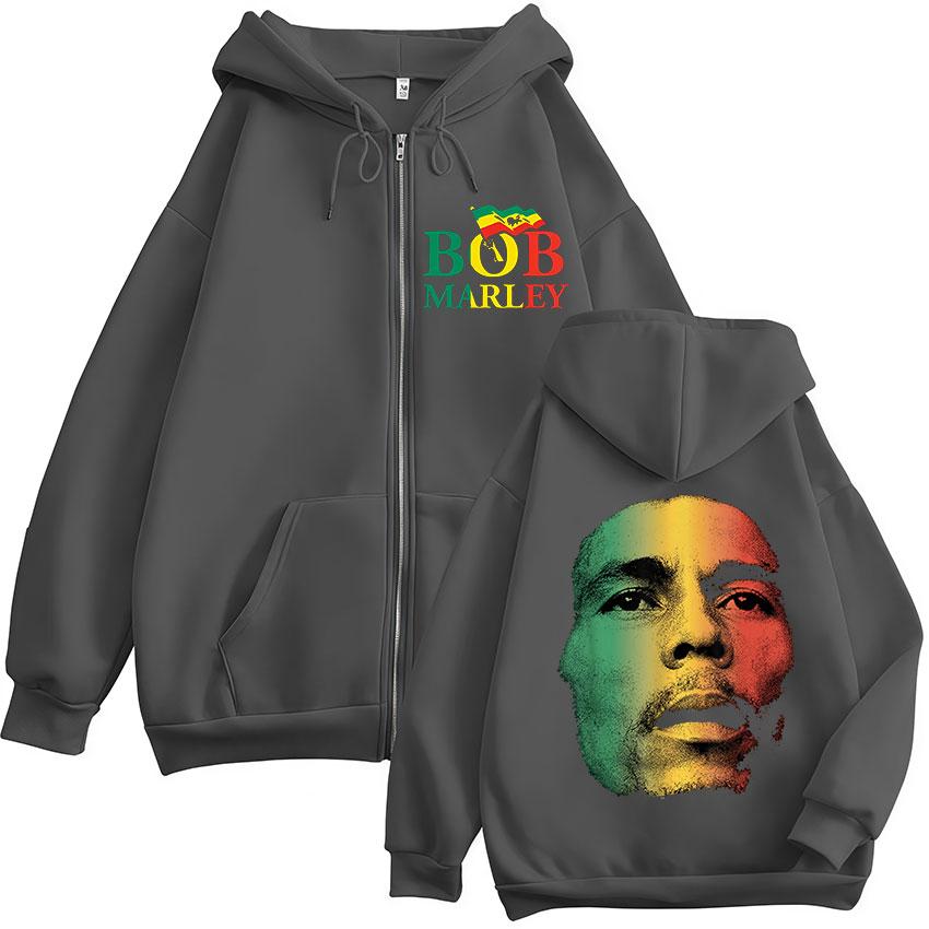 Rapper Bob Marley Album Zipper Hoodie Men's Hip Hop Fans Pullover Zip Up Sweatshirt Man Loose Fashion Coats Clothing Hoodie