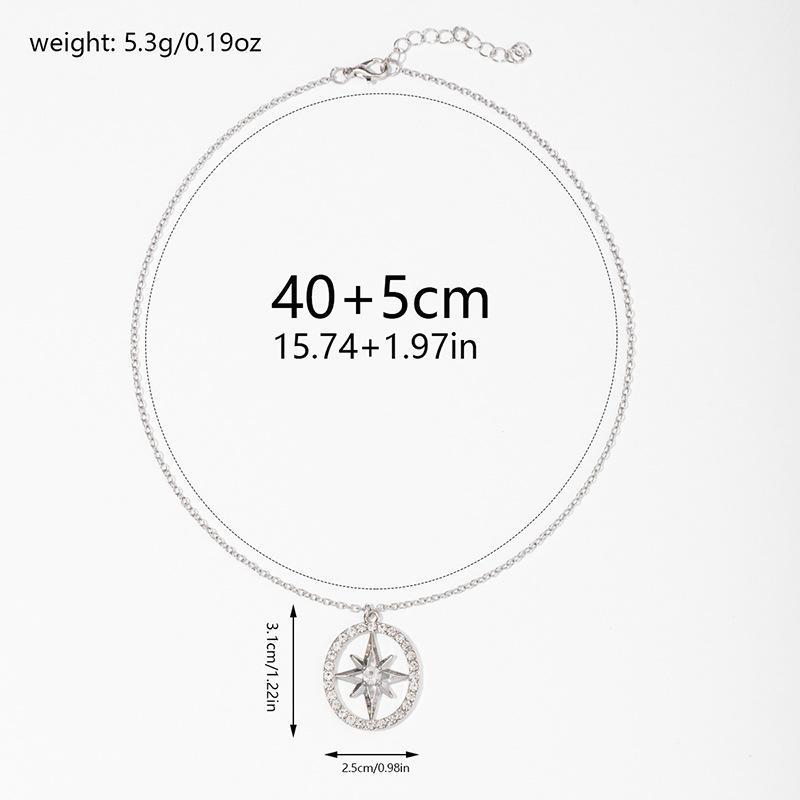 New Accessories Fashion Diamond Circle Pendant Women's Personality Versatile Hexagram Necklace