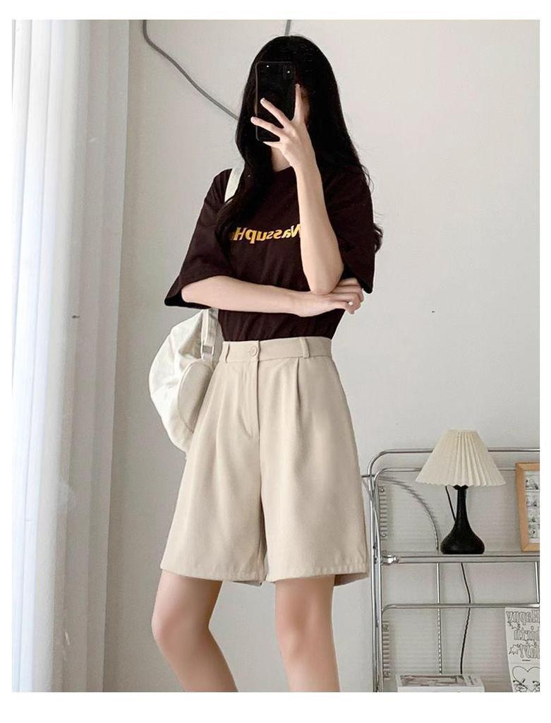 Women's High-Waisted A-Line Ice Silk Bermuda Shorts