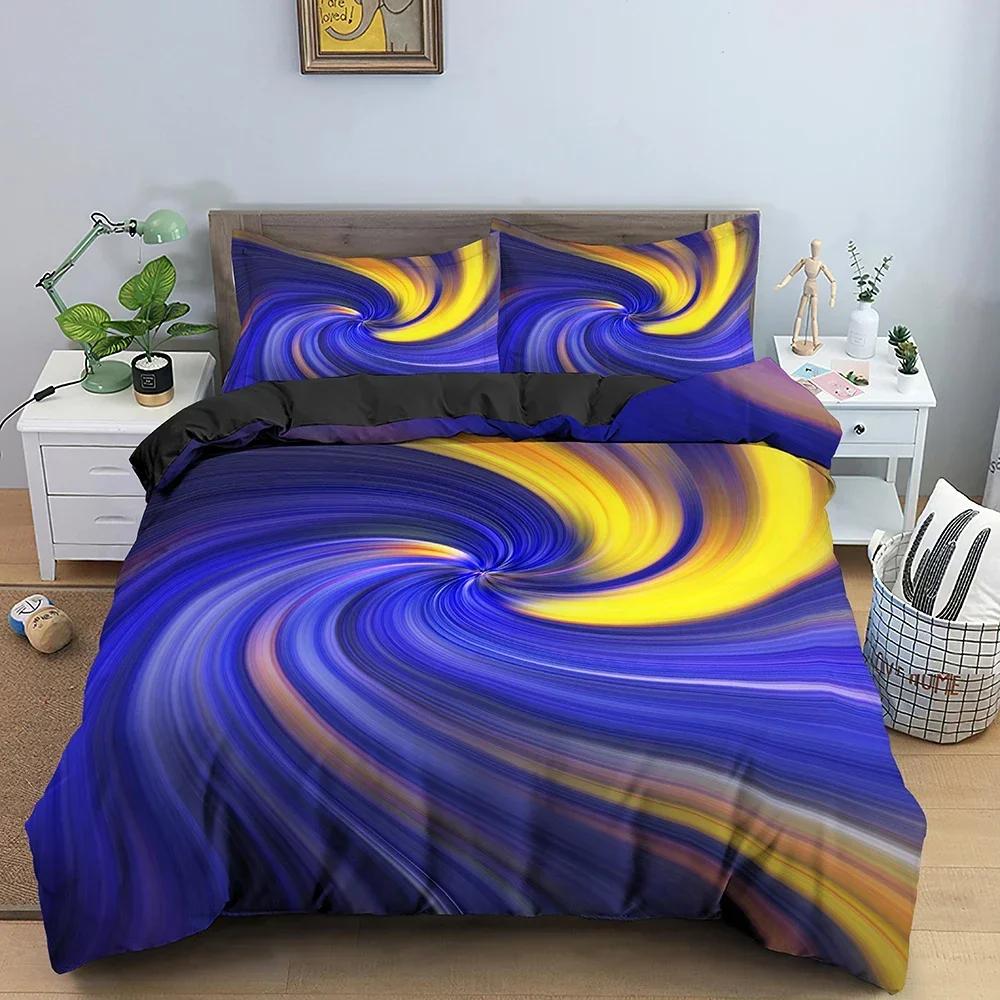 Rainbow Color Abstract Pattern Comfortable Duvet Quilt Cover Pillowcase Bedding Set Children Bedroom Decoration Home Textile