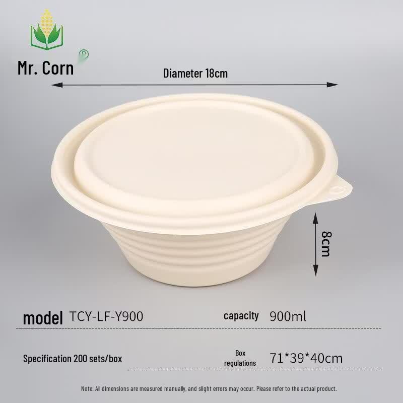 Biodegradable Corn Starch Disposable Takeaway Bowl