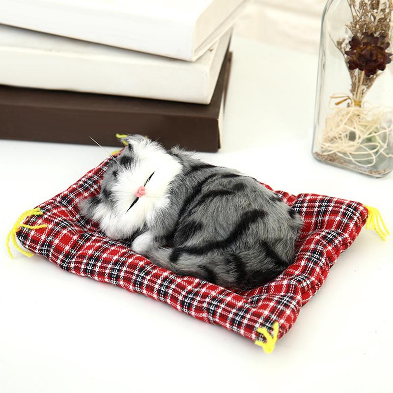New Simulation Sleeping Cat Stuffed Animals Display Mold Portable Fake Cat Kittens Doll Ornaments Decoration Kids Gift