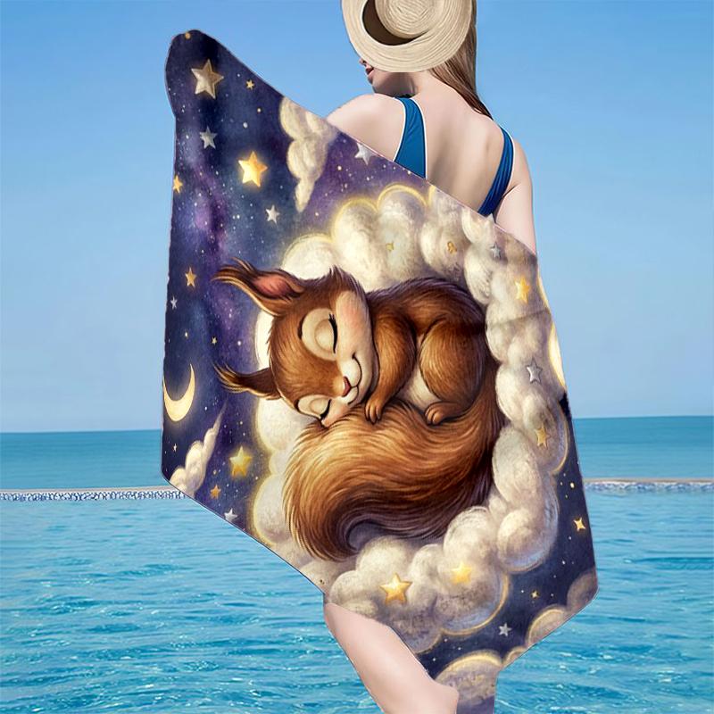 Eichhörnchen Träume Unter Mondlicht Strandtuch, Super Weiche Mikrofaser, Geschenk für Sie/Ihn, Geburtstag, für Pool, Strand, Reisen, Heimdeko Fan Geschenke