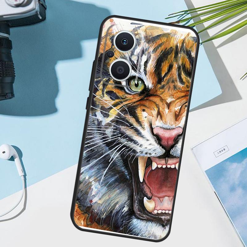 Ferocious Tiger Animal Cover For OPPO Reno 14F 13F 12F 11F 8T 7 8 Lite 10 11 12 13 14 OPPO Find X9 X8 X5 X6 Pro Case
