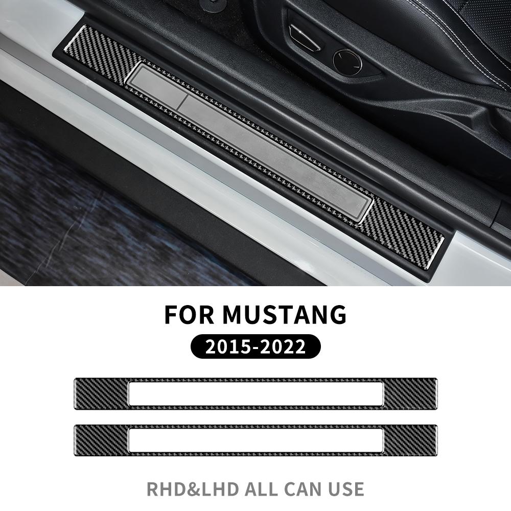 Real Soft Carbon Fiber For Ford Mustang GT Accessories 2015-2025 2025 2025 2025 Sticker Door Sills Protector Guard Accessories