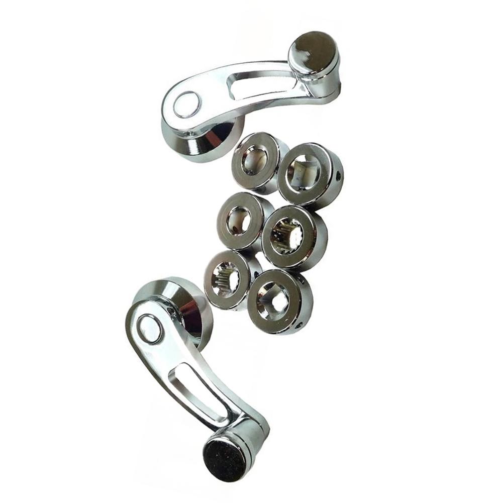 Billet Aluminum Chrome 3in Window Crank Handle Kit with Square Splined Round Adapters for Chevy Hot Rod Vehicles