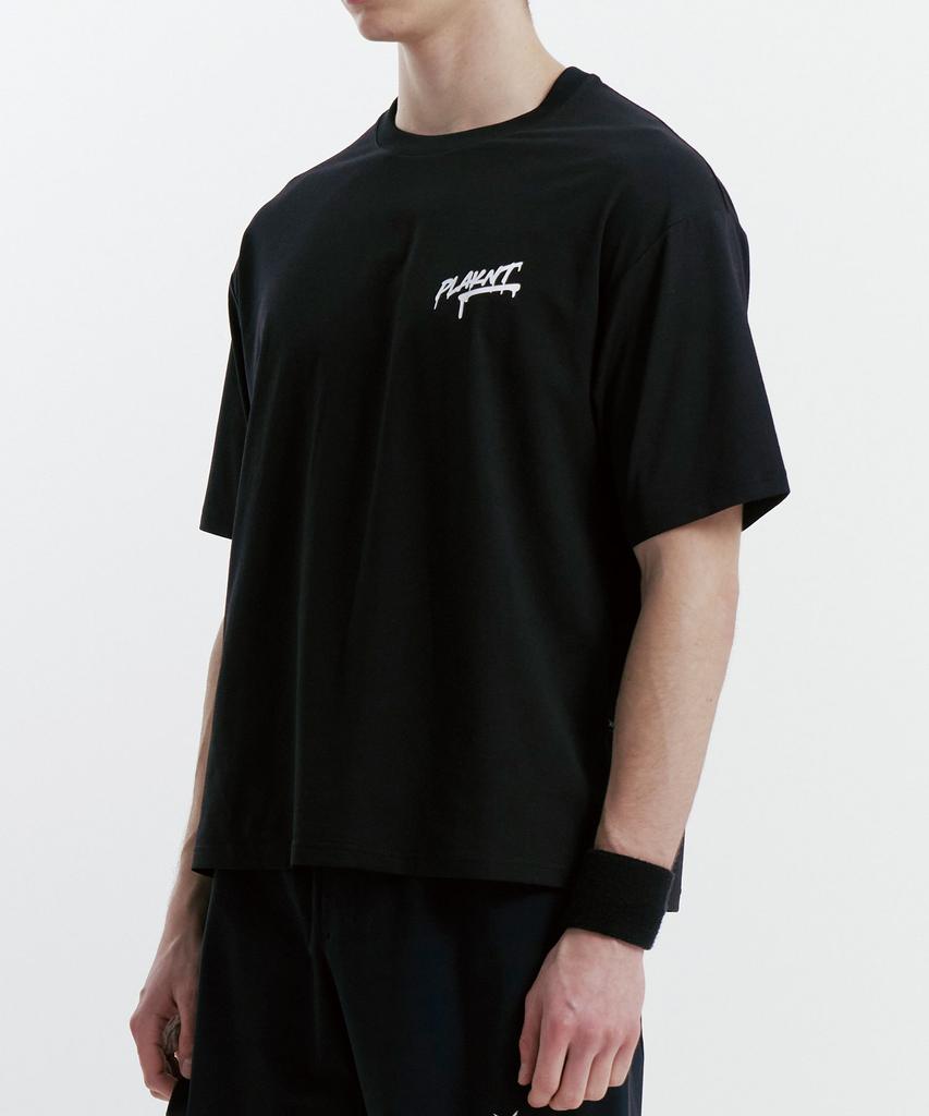 Peullaeniteu Quick-Dry Back Lettering Semi-Overfit Short Sleeve T-Shirt