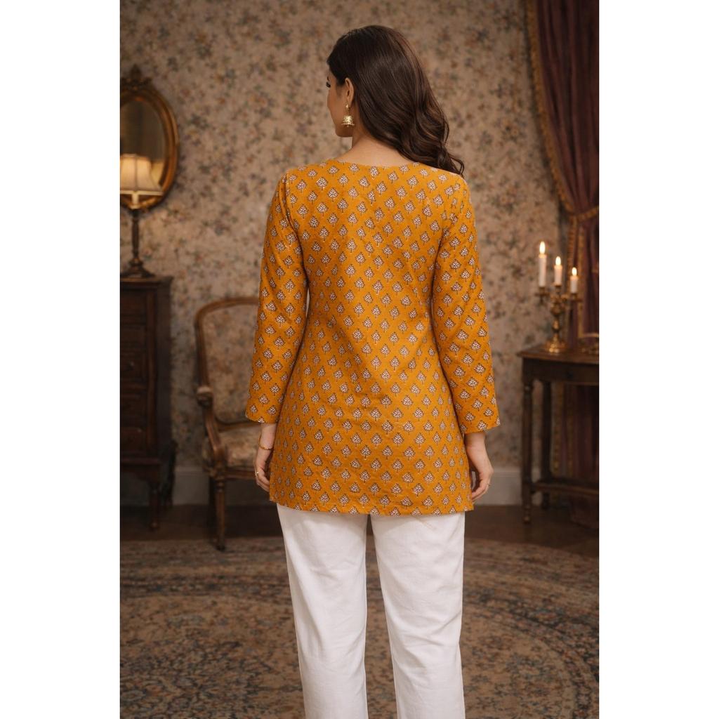 Women Heavy Maslin Top Tunic Kurta Set Indian Bollywood Ethnic Short Kurti Set