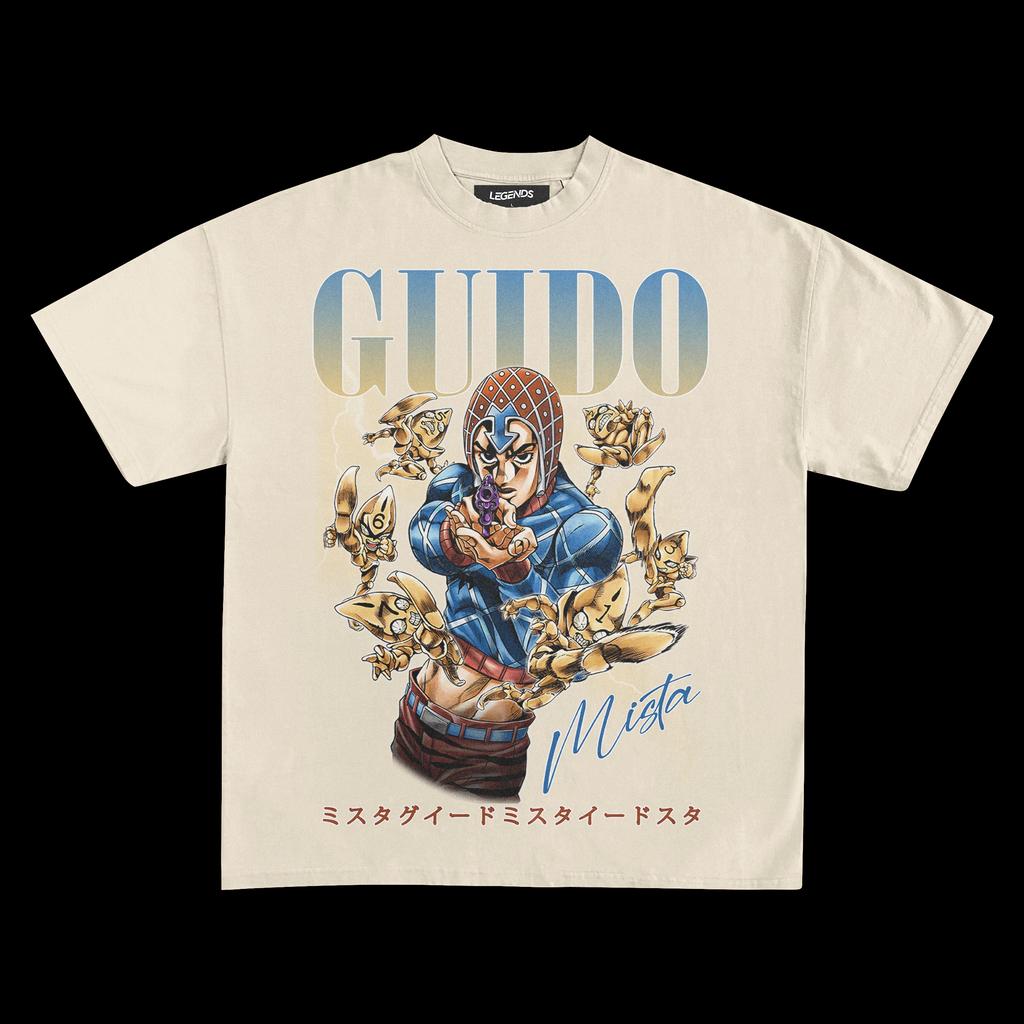 Jojo Guido Mista Tee Streetwear Y2k T-shirt Women's Men's Oversized Hip Hop Harajuku Casual Loose Short Sleeves High Quality Female Male Clothing