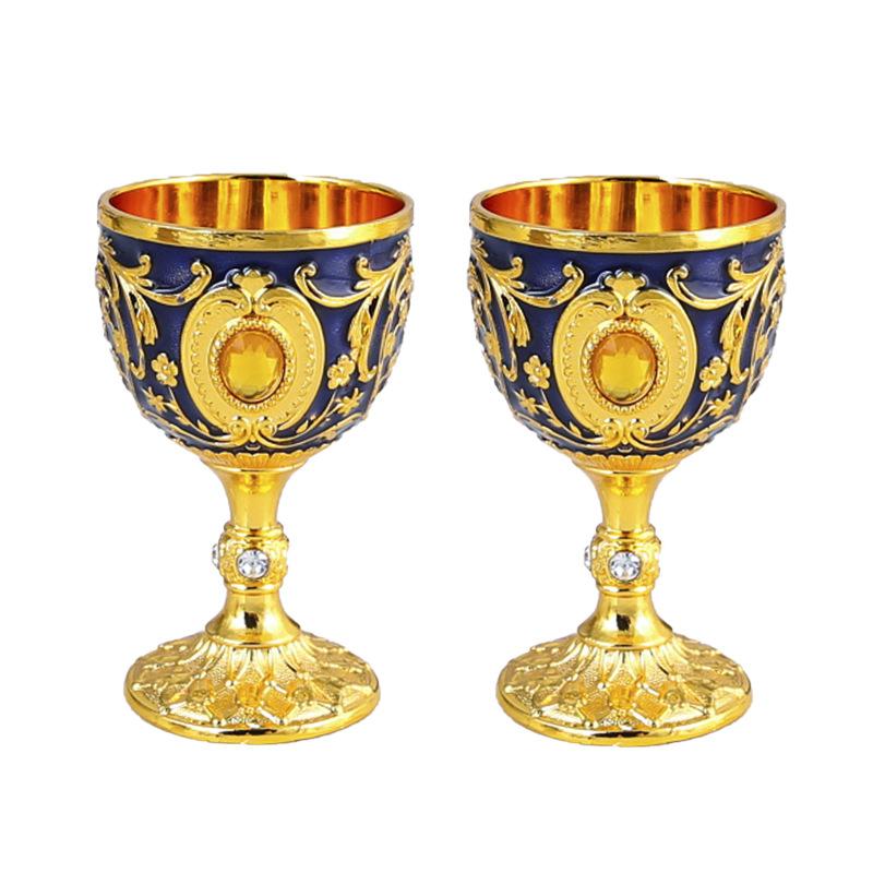 Tall wine glass Golden cup Banquet small wine glass Tea water supply cup Holy water cup Wine set Decorative ornament