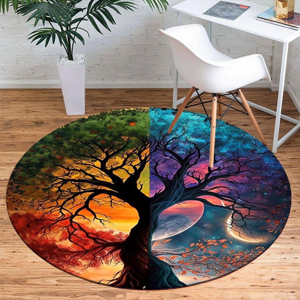 Yin Yang Tree of Life Wall Art DecorRound Non-Slip chair mat chair carpet for office Rugs for Office Decor Gift For Valentine's Day Mother's Day Hallo