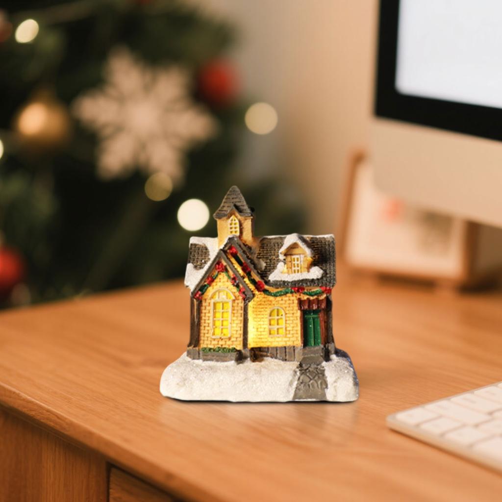Christmas Decorations Resin Small House Micro Resin House Christmas Creative Luminous Small House