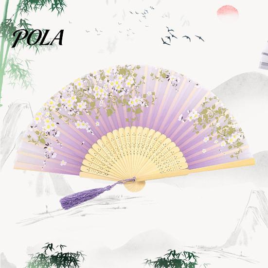 High Gloss Fan Bone Chinese Style Silk Folding with Tassels Elegant Craftsmanship Exquisite Strong And Flexible Bamboo Perfect Party Ornaments Erqing