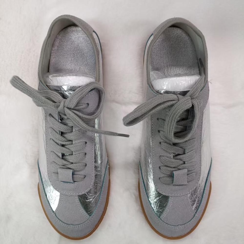 Women s Sports Shoes Flat Bottom Casual Sports Women s Shoes Silver New Casual Leather Shoes Fashion Versatile Women s Sneaker 35 серебряный