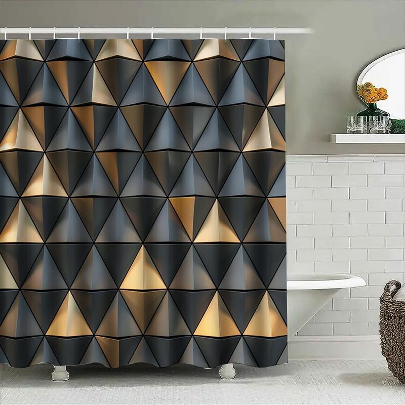 Gold Geometric Shower Curtain Modern Bath Decor With Black Metal Frame For Bathroom Window Size 72 X 72 Inches (183Cm) Aliexpres