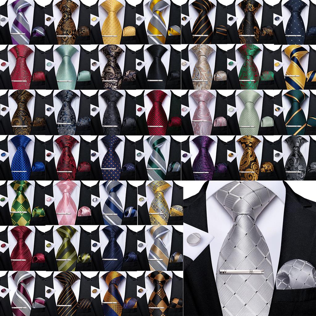 US Slik Mens Tie Clip Set Purple Striped Necktie Pocket Square Cufflinks Wedding