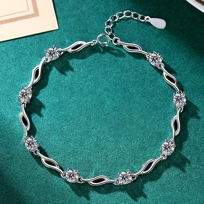 S925 Sterling Silver Crystal Love Bracelet for Women Ins 18k Gold Plated Fashionable New Crystal Bracelet