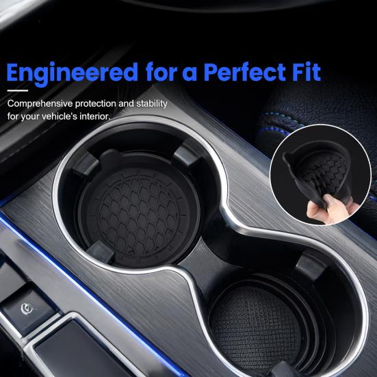 Car Cup Holder Mat, Non-Slip Silicone Coaster with Raised Edge, Anti Rattle Cup Pad for Auto Drink Holder