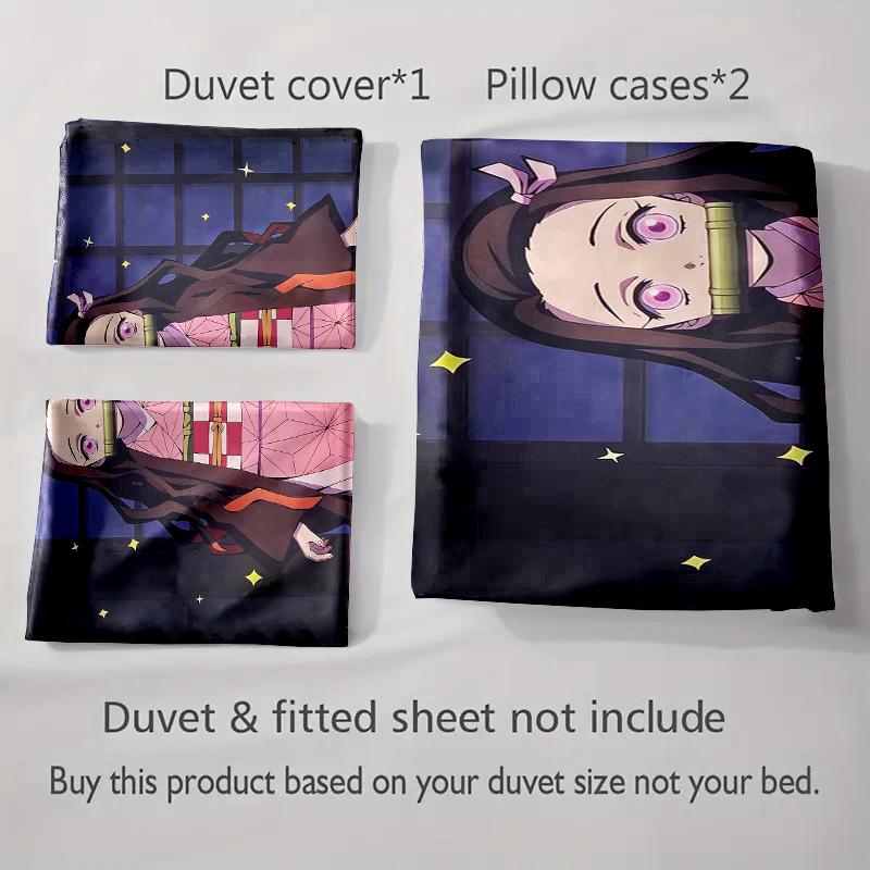 Design personaj anime. Seturi lenjerie de pat Huse de pilotă Huse de pernă cadouri (1 * Față de pilotă 2 * Fețe de pernă, fără umplutură de pilotă)