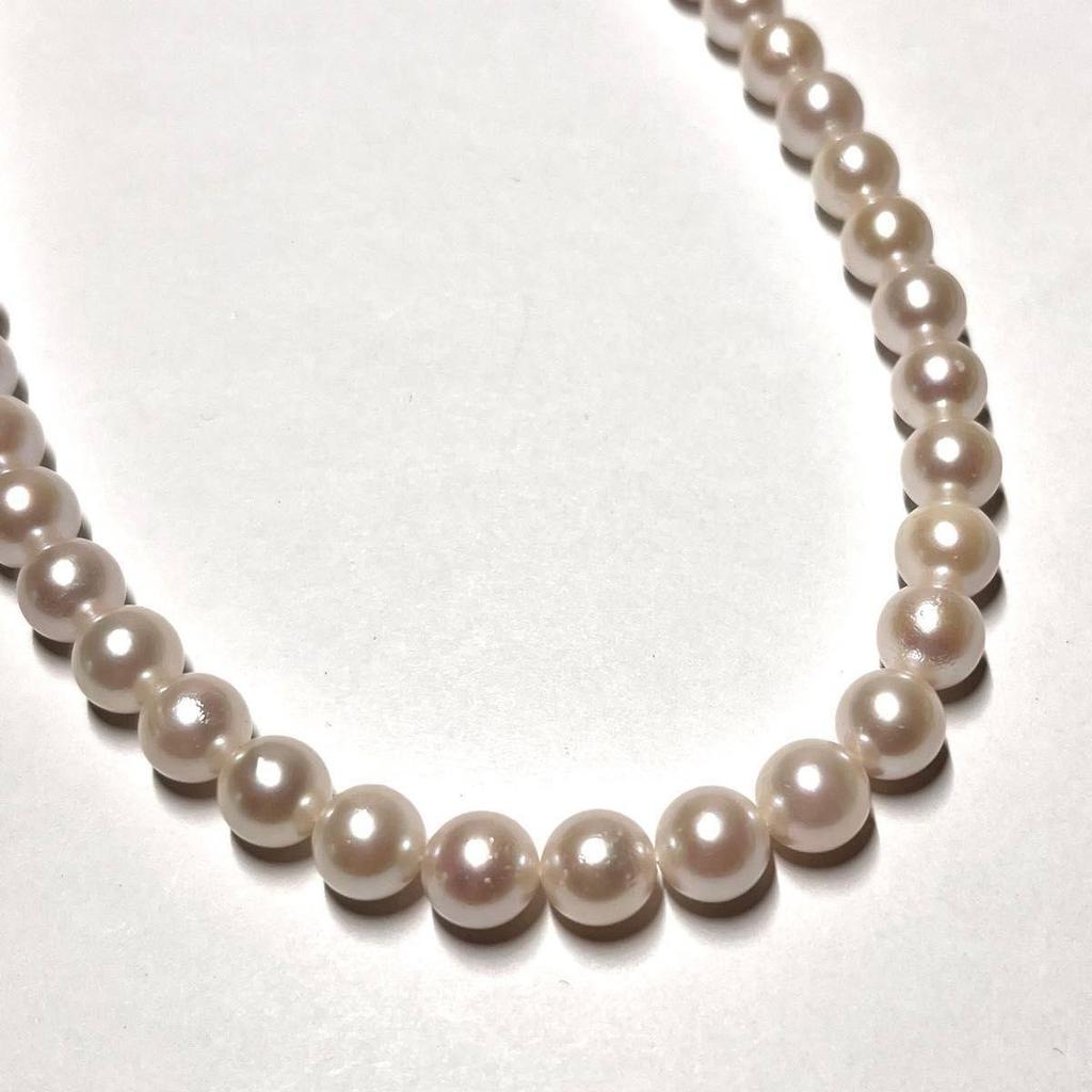 Used Comes with certificate of authenticity [High shine] Jewelry Maki Akoya pearl pearl necklace Silver 7.5-8mm pearl necklace