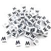 6x6mm Black Letter Beads On White Acrylic Squares for DIY Jewelry and Creative Accessories