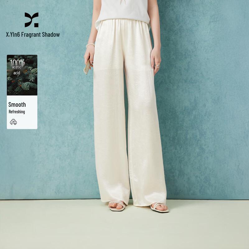 Xiangying Women s 100% Acetate Chinese Style Embroidered High-Waist Wide-Leg Pants S