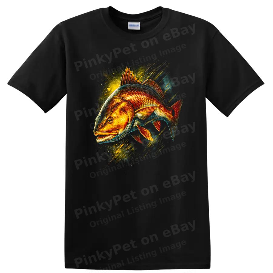 Fish Graphic Art T Shirt Colorful Bass Aquatic Design Fishing Lover Tee