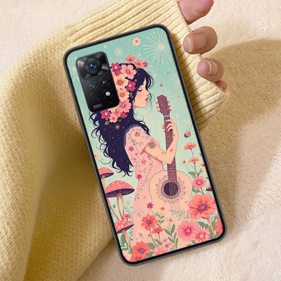 

Groovy Mushroom Silhouette Phone Case For Redmi Note 13 14 15 Pro Plus 12 13C 12C 15C 9 10 10C 9T 9C 9A TPU Soft Cover Clear Cel Redmi 12C