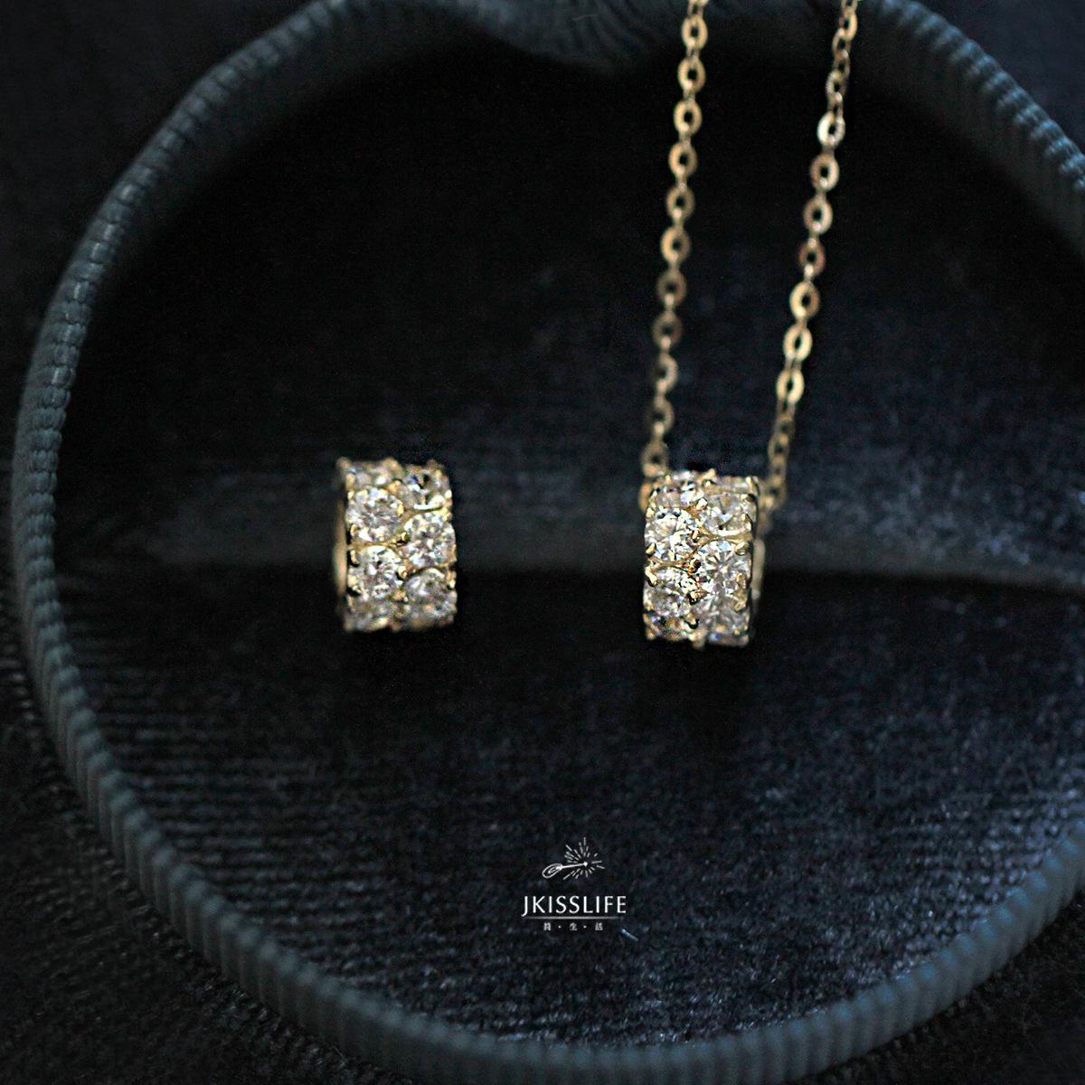 

S925 sterling silver plated 14K gold necklace women s zirconia diamond transfer beads Lu Lu Tong necklace collarbone chain versatile pendant 925 silver золотой