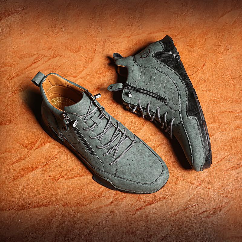 Handmade Leather Men's Ankle Boots Breathable Booties High Top Casual Leather Shoes Man Outdoor Sneakers Motorcycle Boots Boats