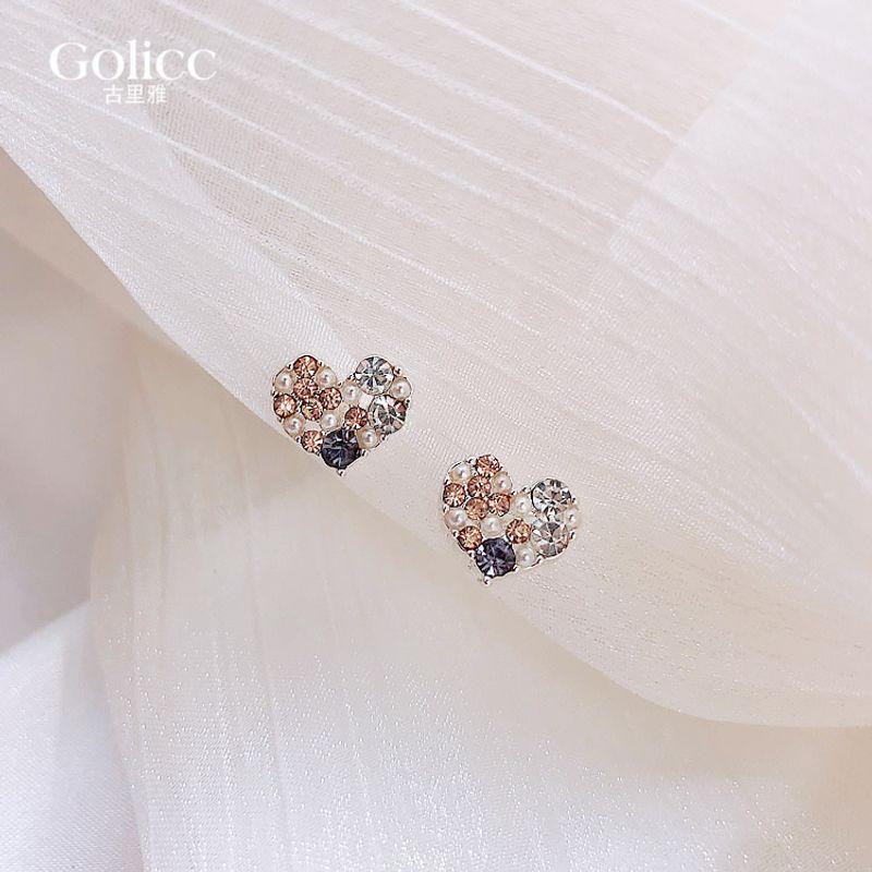 

Женские серьги-капли в корейском стиле с бриллиантовым сердцем, для онлайн-инфлюенсеров Diamond Pearl Heart