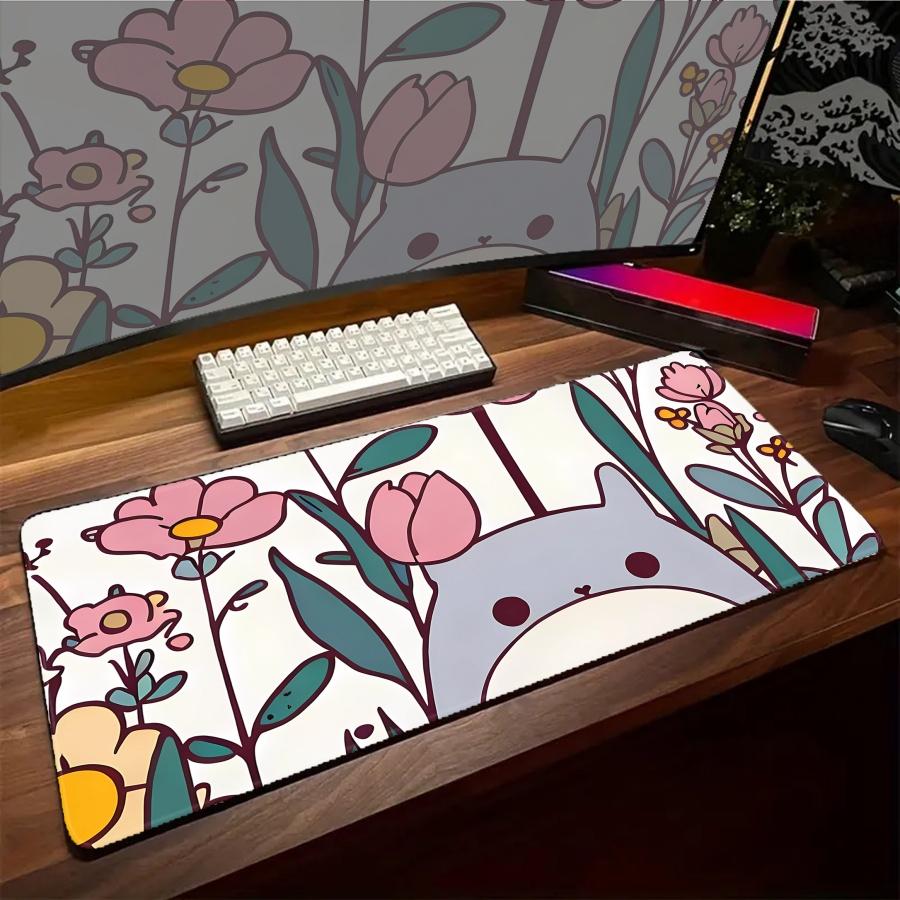 NonSlip Large Mouse Pad Cute Gaming Desk Setup Pads White Accessories Big White Mousepads Rubber HD X Kawaii Desk Mats