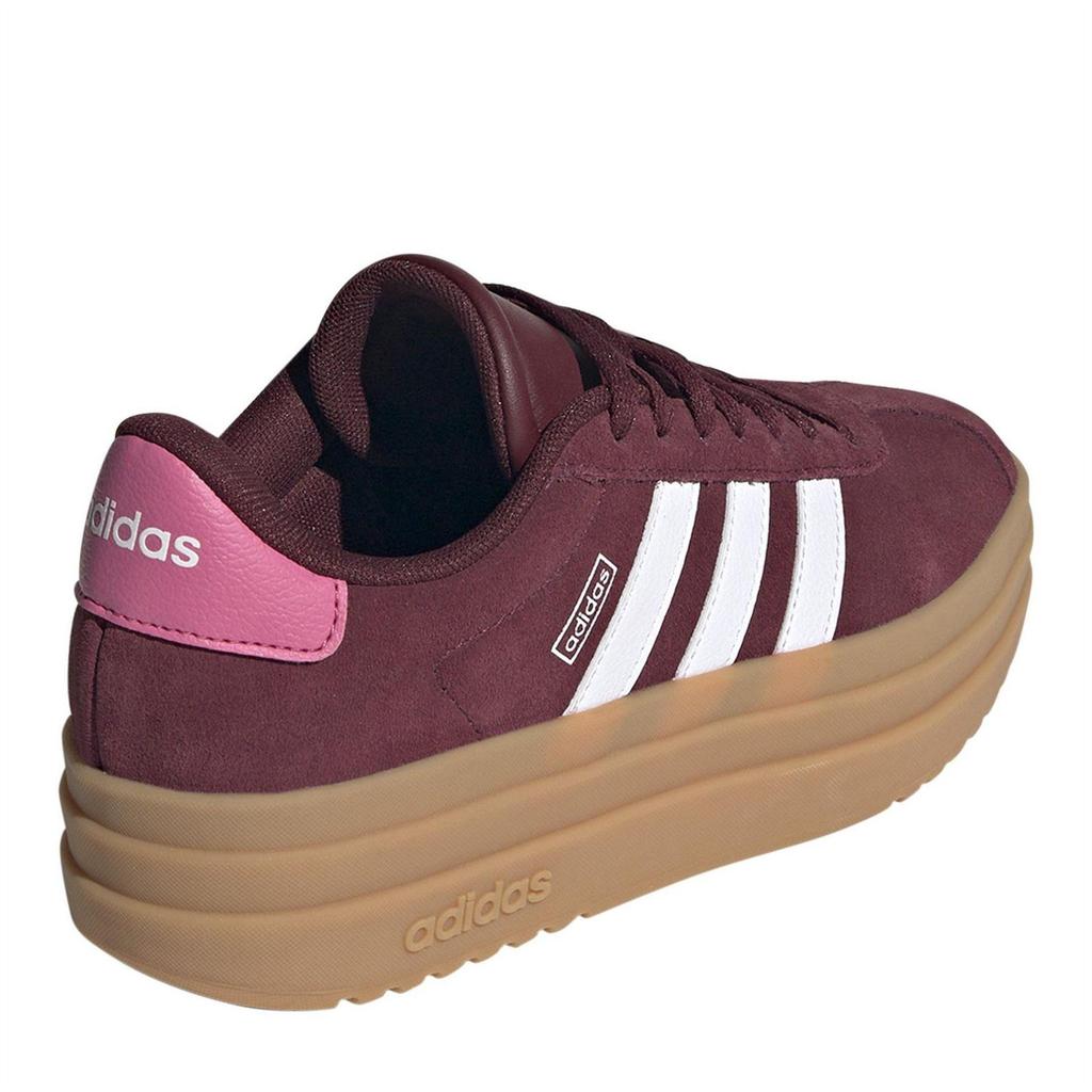 Adidas Girls Court Bold 3 Stripes Leather Platform Trainers