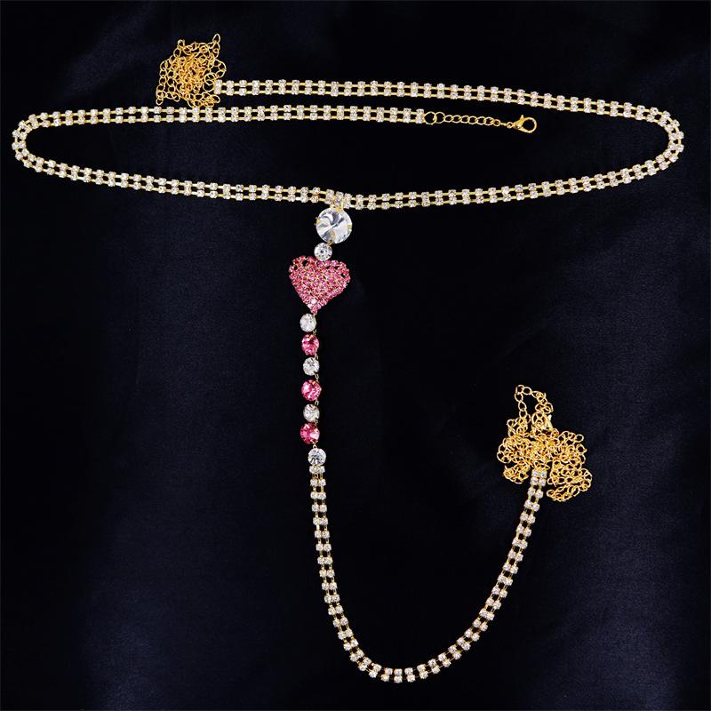 European And American New Card Diamond Sexy Heart Rhinestone Underwear Body Chain, Women S Accessories Body Chain