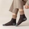 Men's Wool Blend Thermal Socks - Mid-Tube Color Match, Thickened Velvet, Ideal for Autumn/Winter, Sleep, and Towel Floor Use