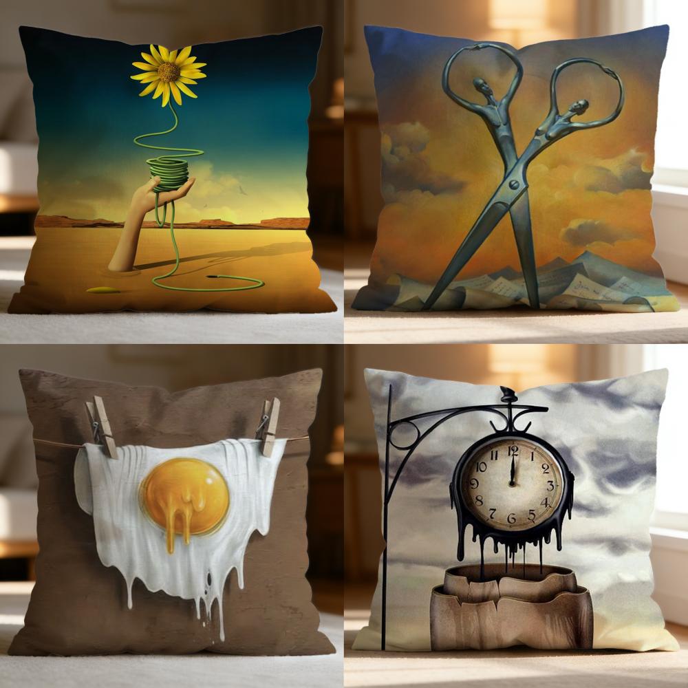 Popular S-Ssalvador dalied Cushion Cover Soft Washable Pillow Case Multi-Scene for Couch Bed Travel Office Use